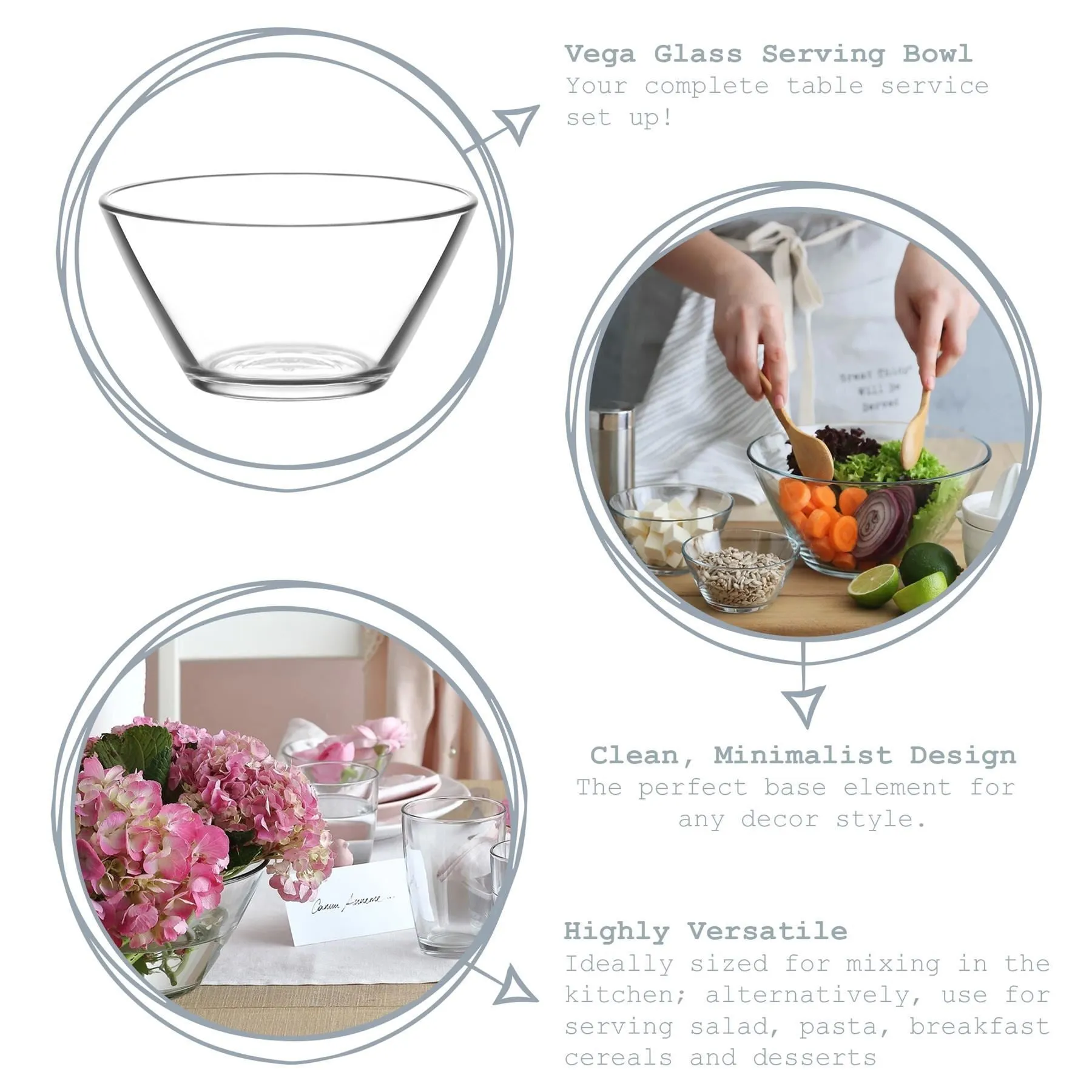 345ml Clear Vega Glass Serving Bowl - By LAV