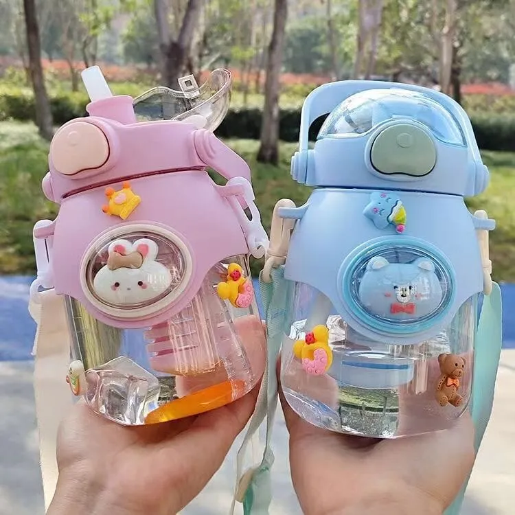 3D Bear and Bunny Bestie Infuser Water Bottle w/ Strap - 850 ml