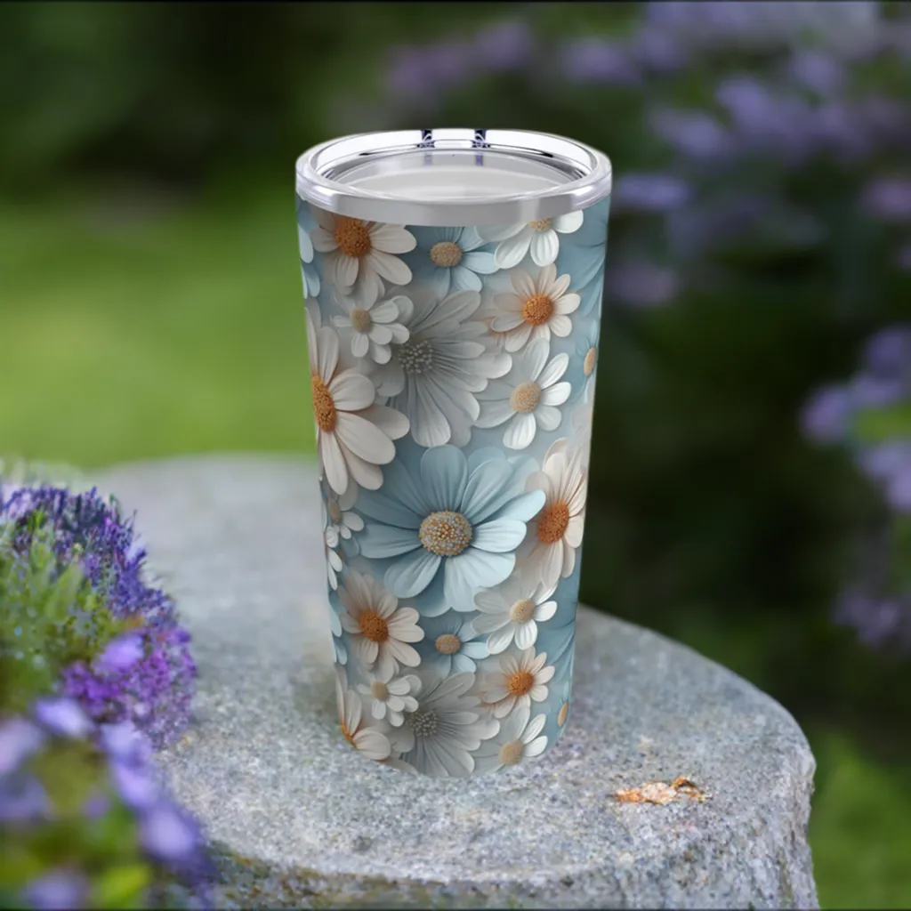 3D Daisy Digital Pattern Design 20 oz Stainless Steel Tumbler