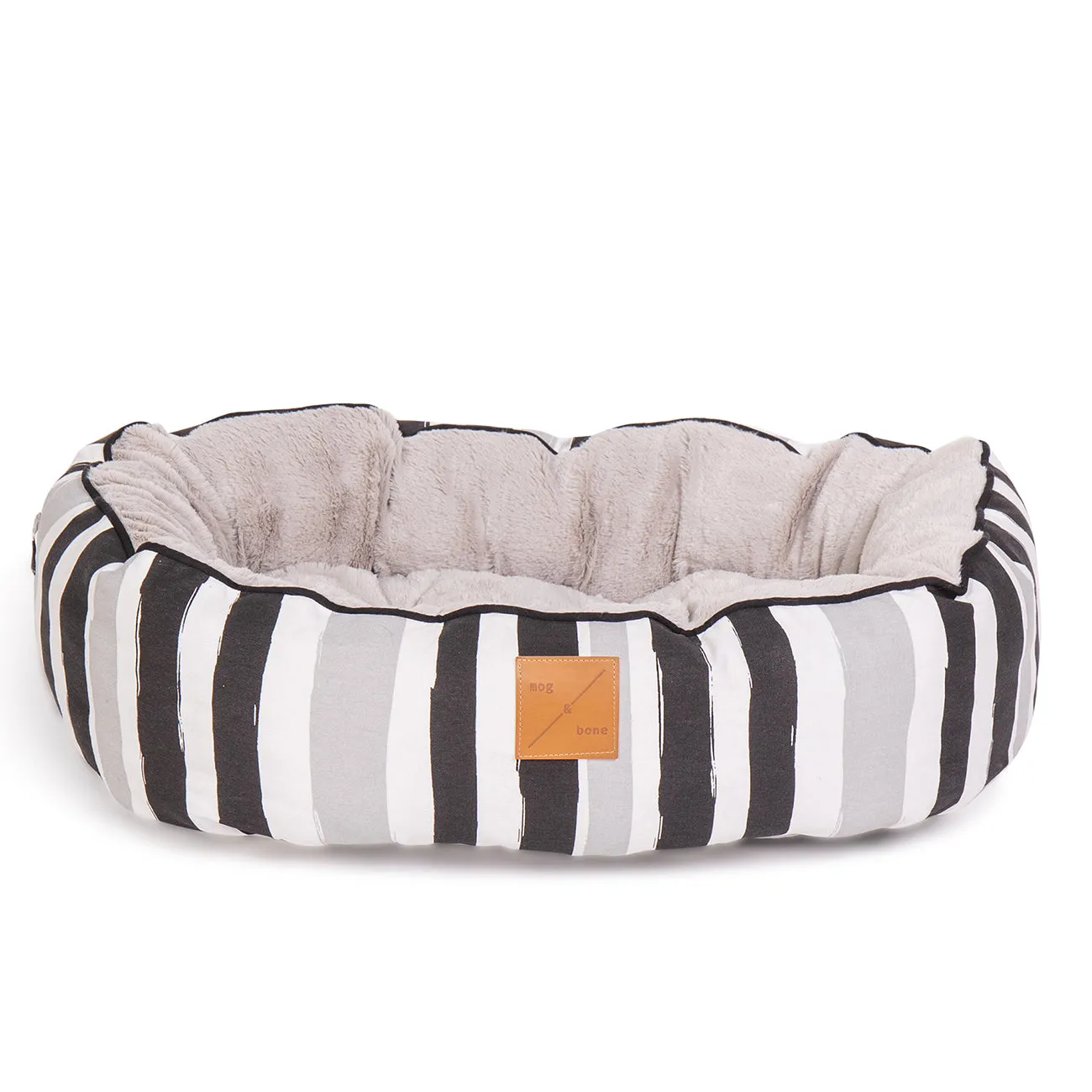 4 Seasons Reversible Circular Dog Bed - Pebble Black Brush Stroke Print