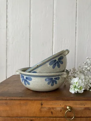 A pair of stoneware studio pottery bowls