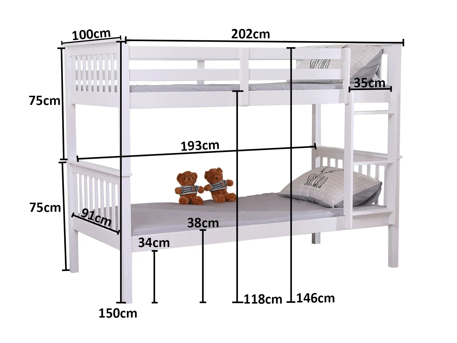 Bedroom ENKEL BUNK BED WHITE