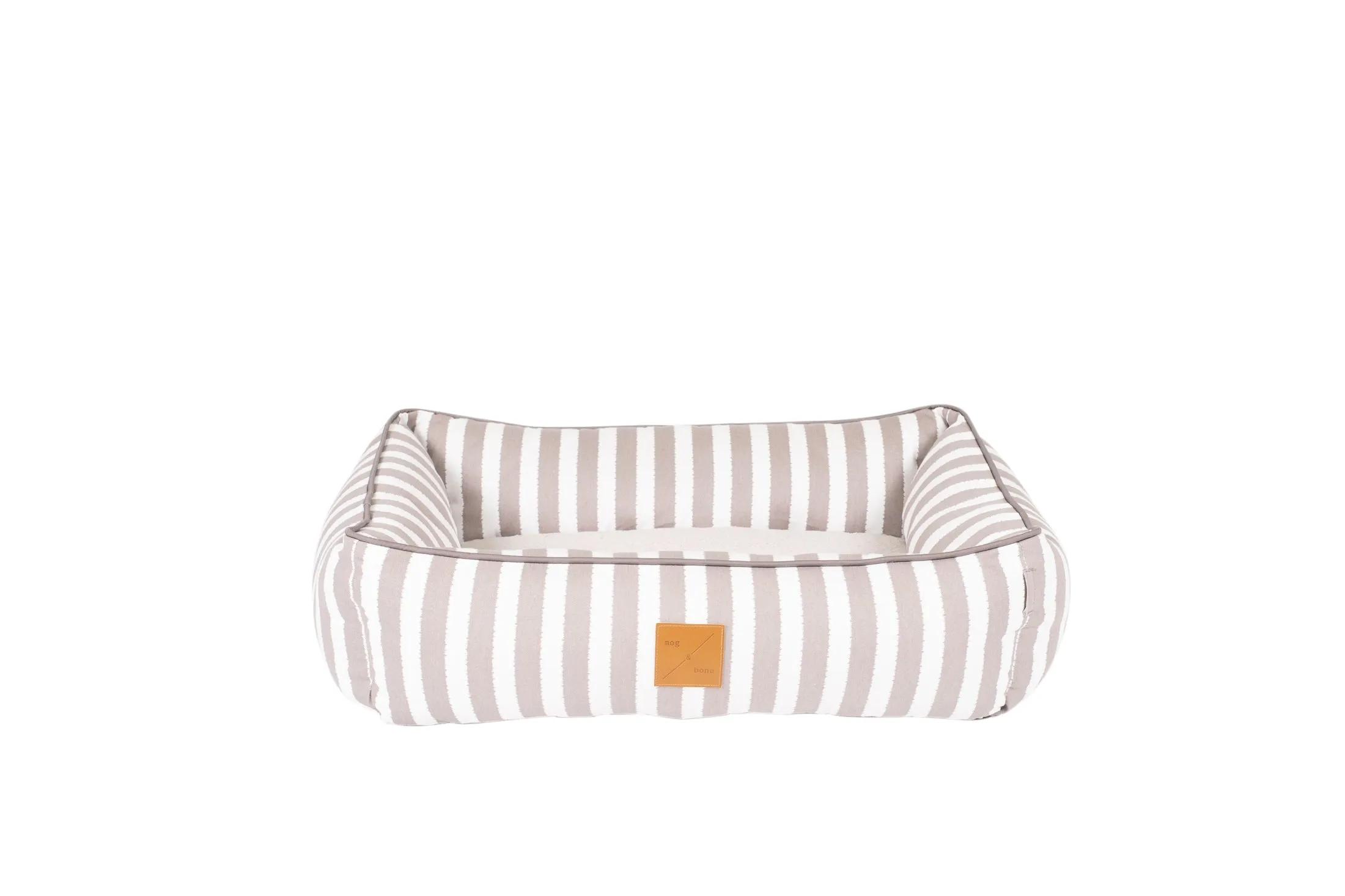 Bolster Dog Bed  - Latte Hampton Stripe