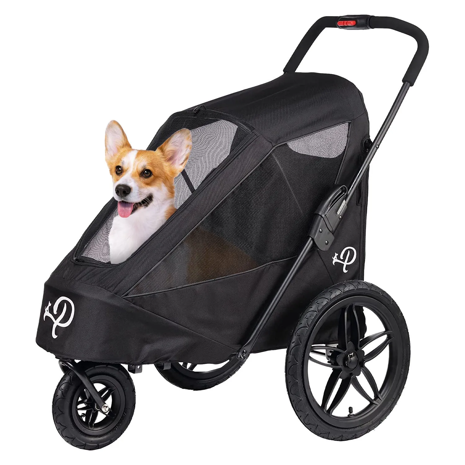 Breeze Pet Jogger/Stroller/Bike Trailer Shock Absorbing Bike Wheels, Easy Folding, Removable Fabric, Pee Pad Insert, for Large/Medium/Small Dogs/Cats, Supports pets up to 77LBS