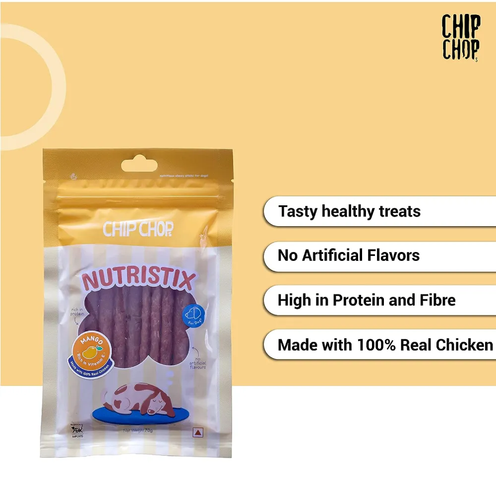 Chip Chops Bacon, Chicken and Mango Nutristix Dog Treats Combo (3 x 70g)