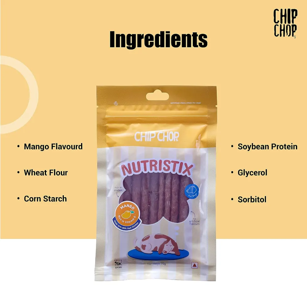 Chip Chops Bacon, Chicken and Mango Nutristix Dog Treats Combo (3 x 70g)