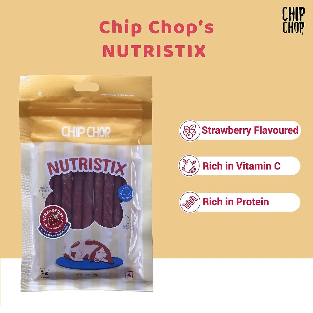 Chip Chops Bacon, Chicken and Strawberry Nutristix Dog Treats Combo (3 x 70g)