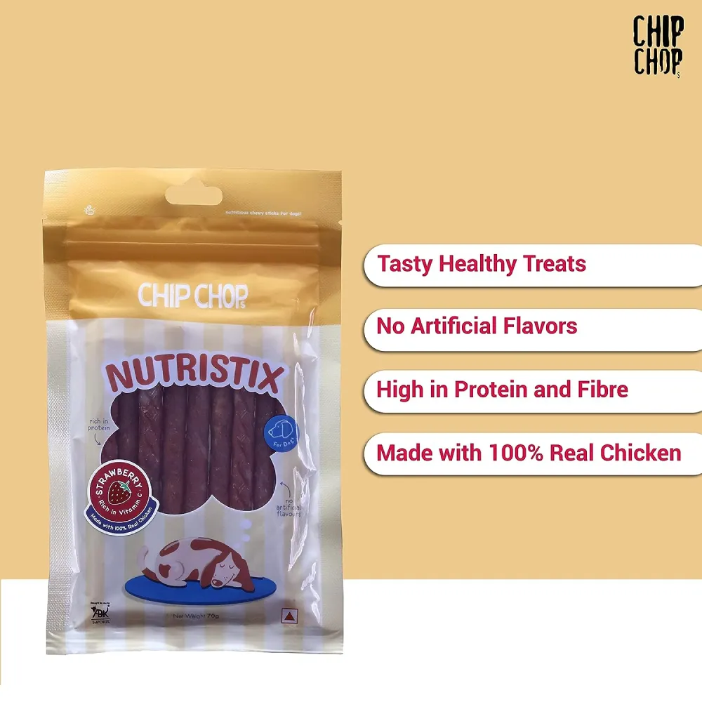 Chip Chops Bacon, Chicken and Strawberry Nutristix Dog Treats Combo (3 x 70g)