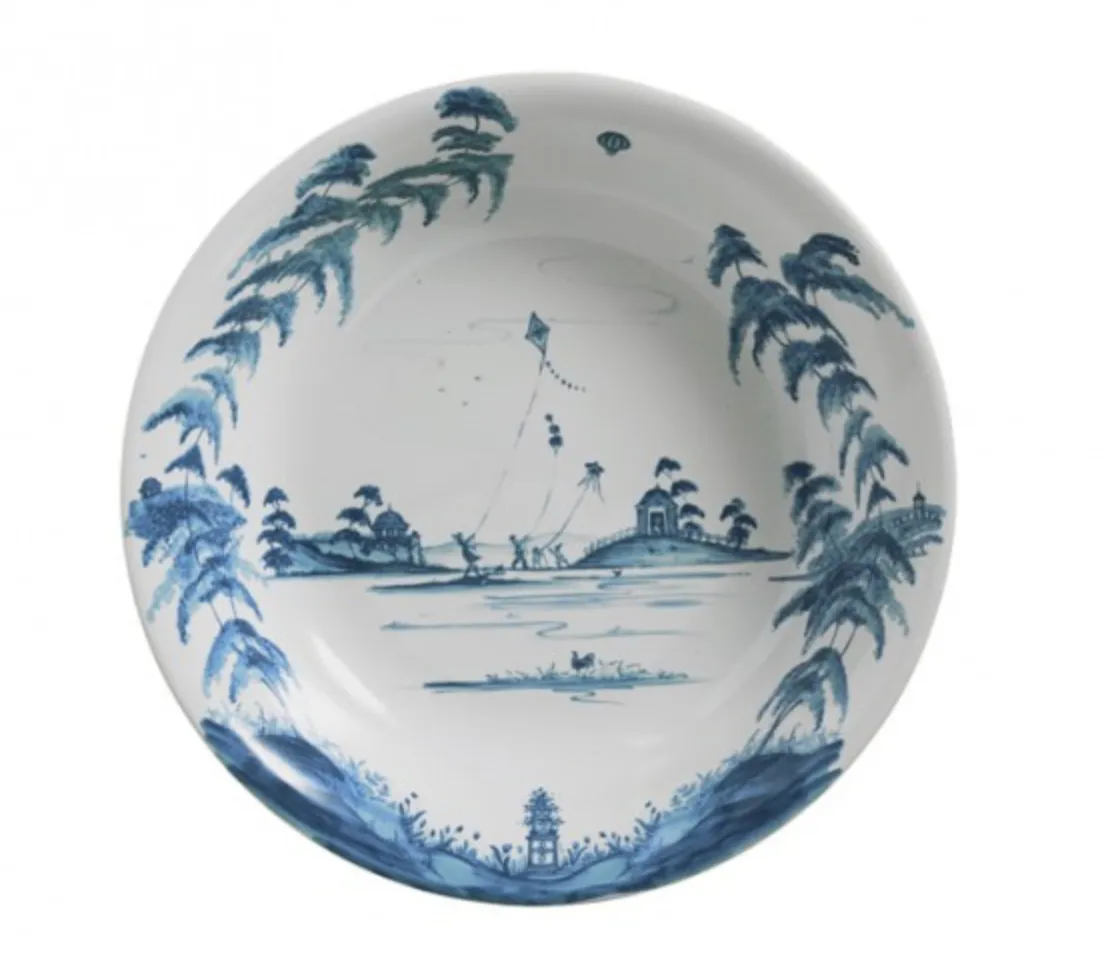 Country Estate Delft Blue 13" Serving Bowl Kite Fliers