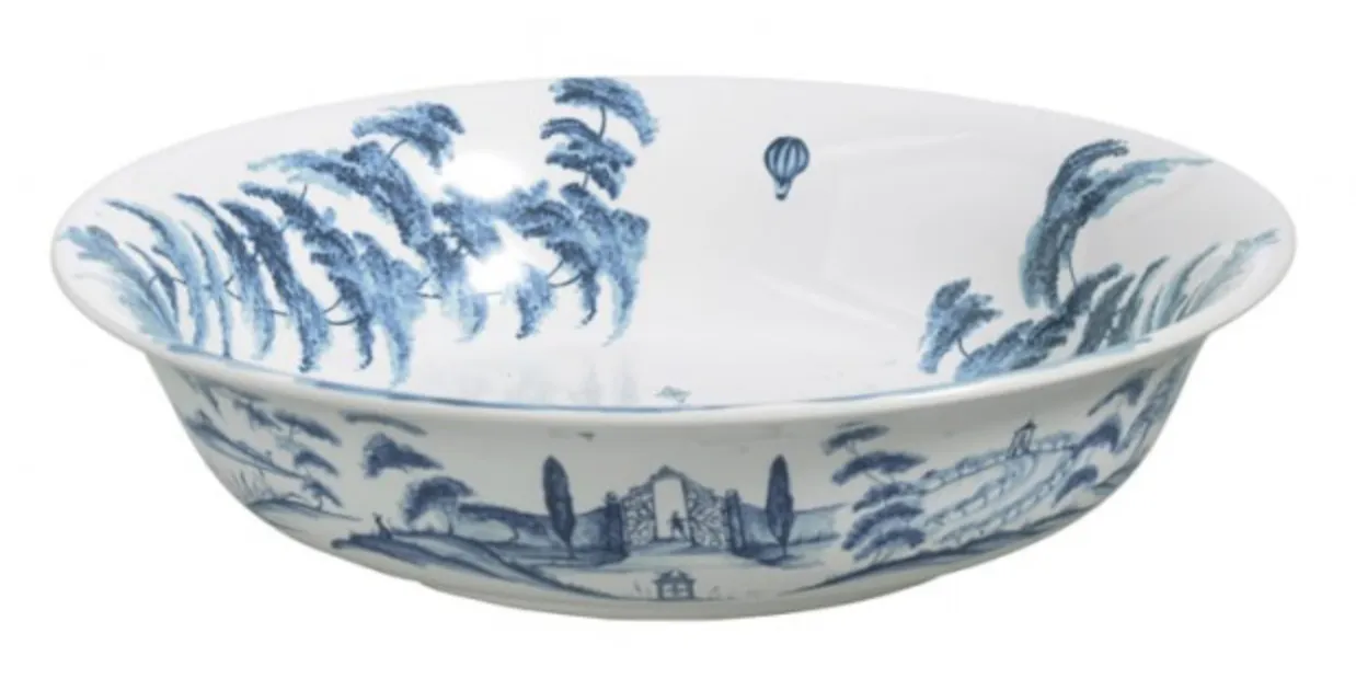 Country Estate Delft Blue 13" Serving Bowl Kite Fliers