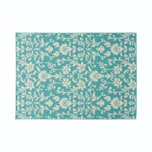 Dian Area Rug, 5 x 7, Power Loom Ivory Blue Floral Patterns, Indoor Outdoor By Casagear Home