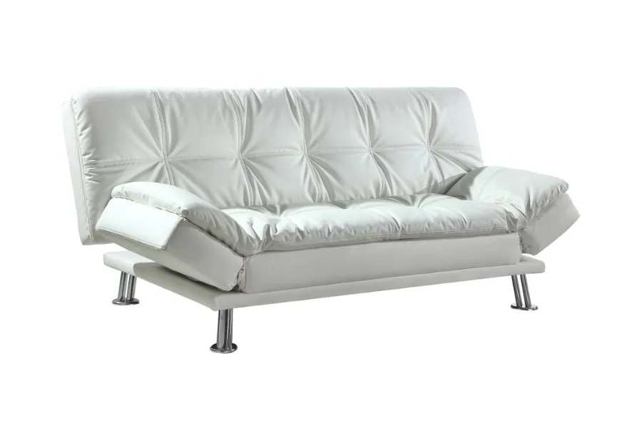 Dilleston Upholstered Tufted Convertible Sofa Bed White 300291