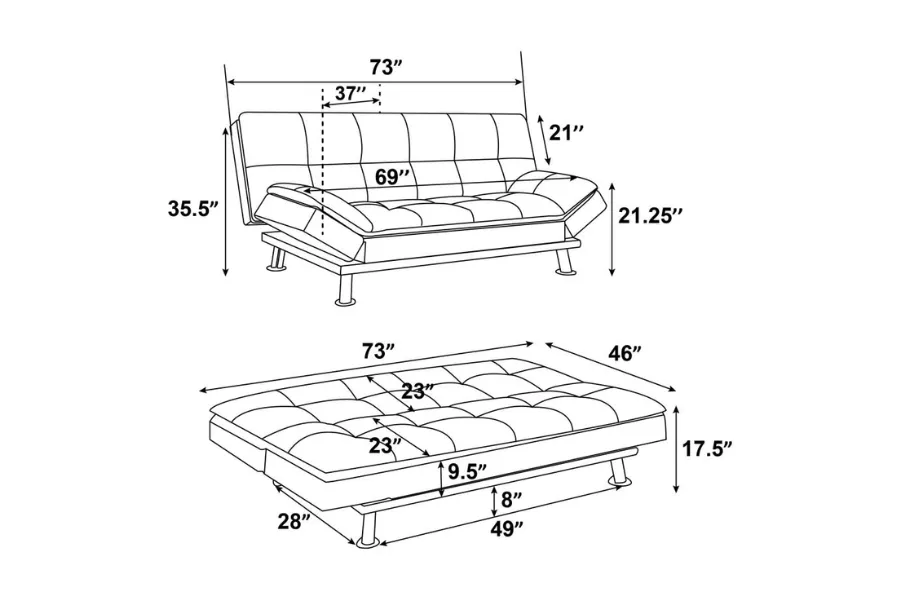 Dilleston Upholstered Tufted Convertible Sofa Bed White 300291