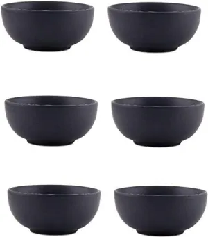 Dining Serving Katori Bowl Ceramic/Stoneware Handmade Black Matte Style in Black Color by VolCraft-Set of 6