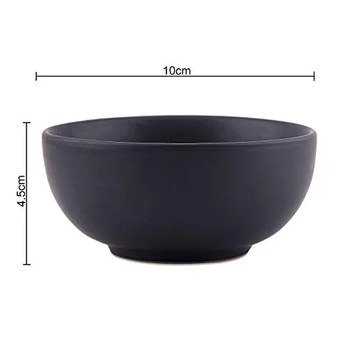 Dining Serving Katori Bowl Ceramic/Stoneware Handmade Black Matte Style in Black Color by VolCraft-Set of 6