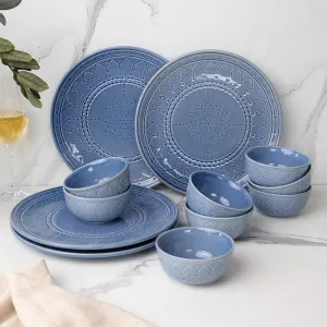 Ekta Dining Set (Mist Blue) - Twelve Piece Set