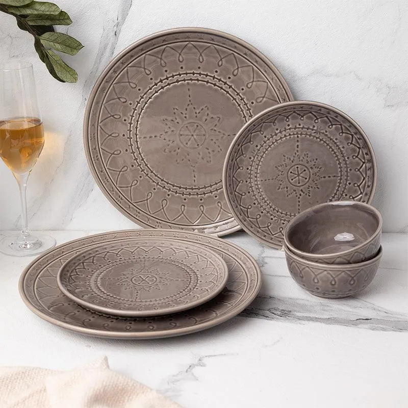 Ekta Dinner Set (Ash Grey) - Six Piece Set