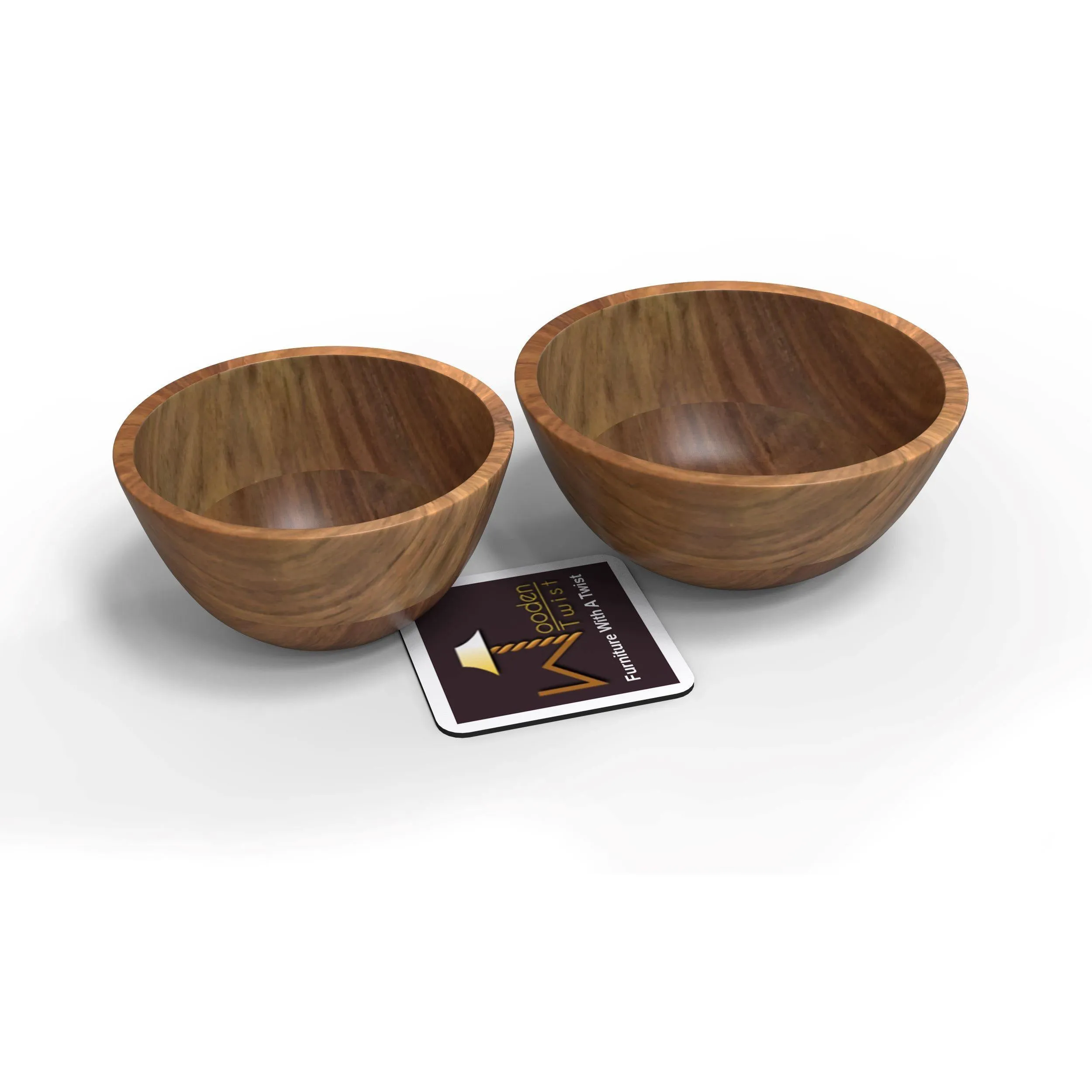 Elegant Acacia Wood Salad Bowls Set of 2