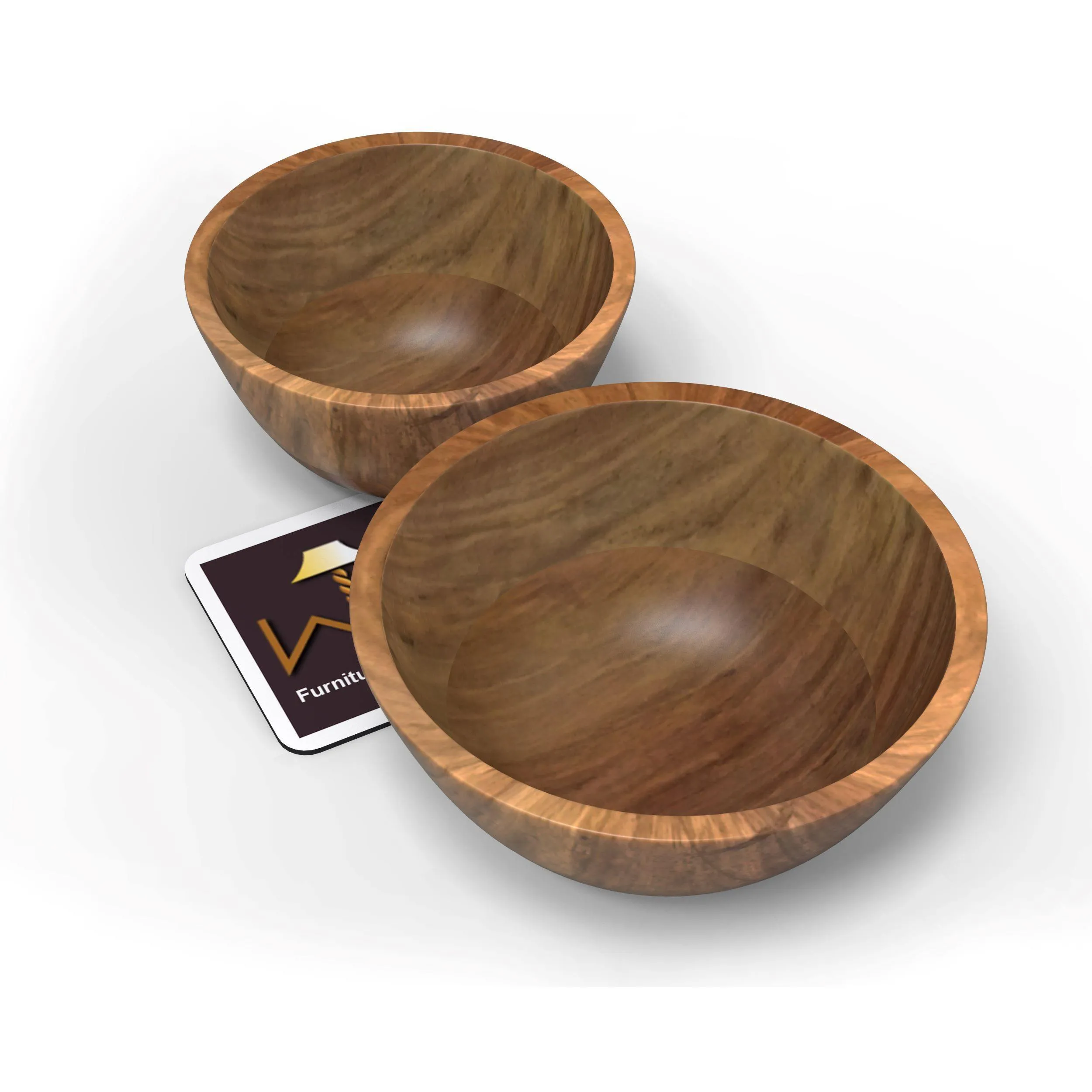 Elegant Acacia Wood Salad Bowls Set of 2