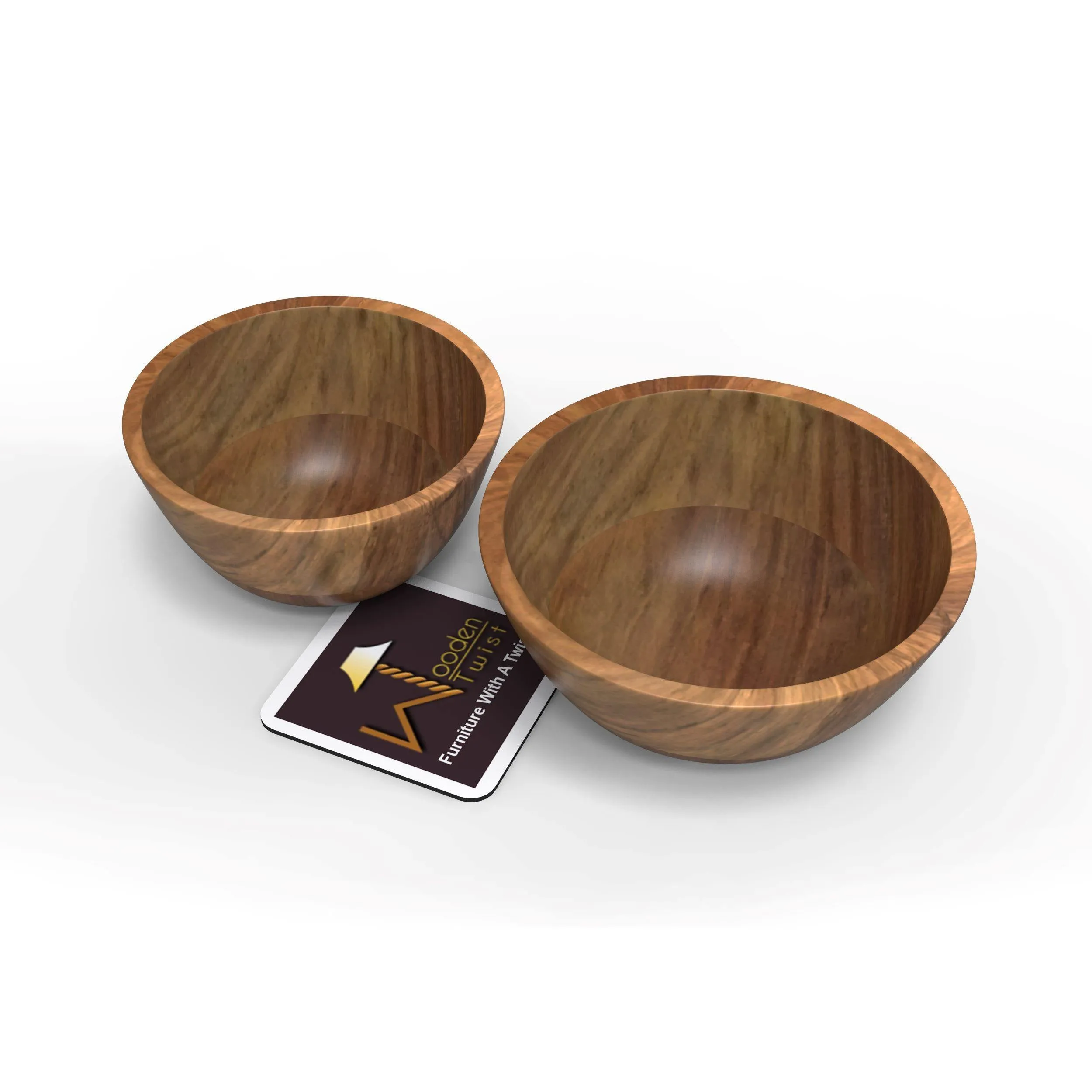 Elegant Acacia Wood Salad Bowls Set of 2