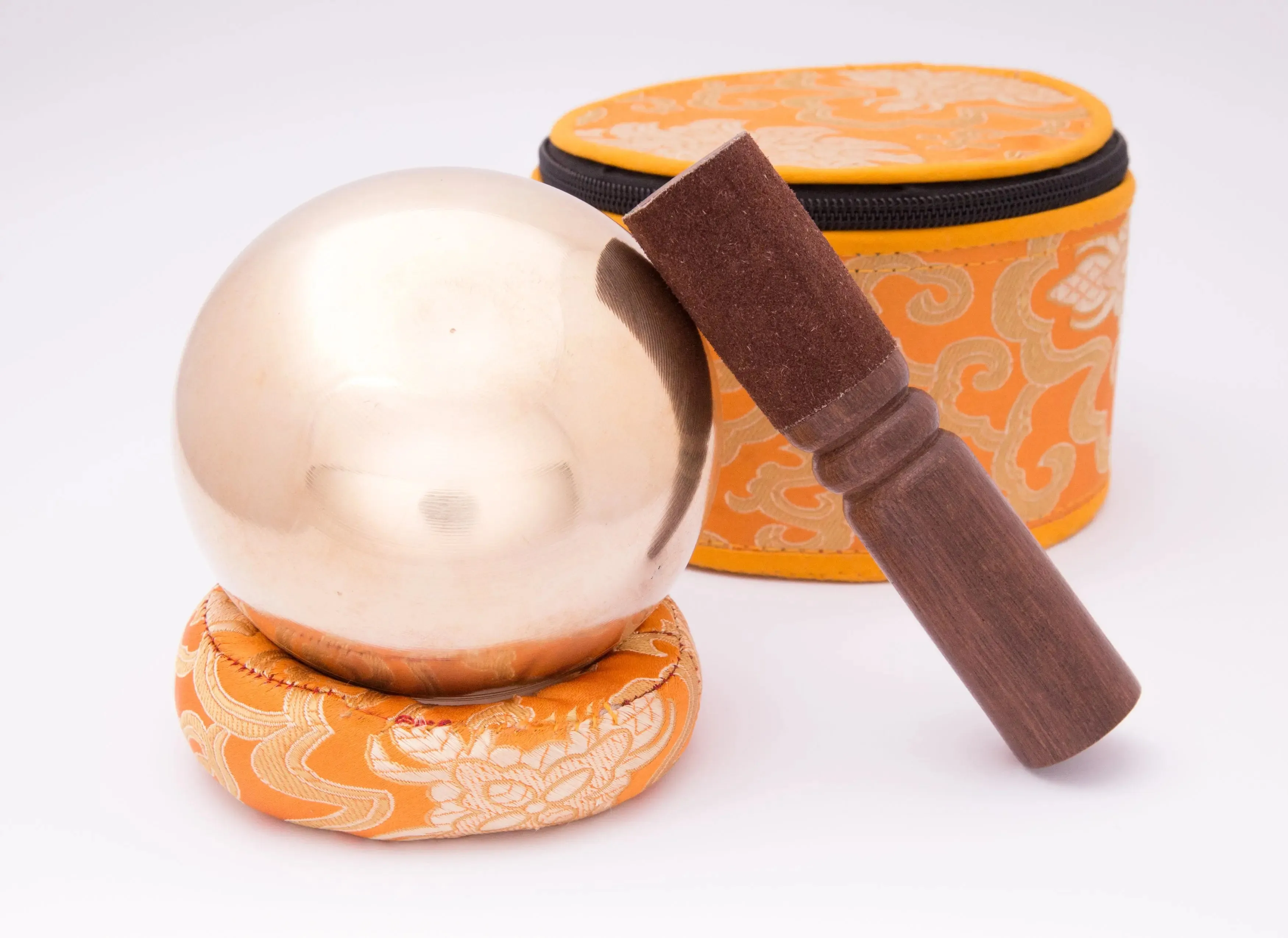 Elevate Your Space with Complete Singing Bowl Set in a Vibrant Yellow Box, Including Ring Cushion for Enhanced Resonance