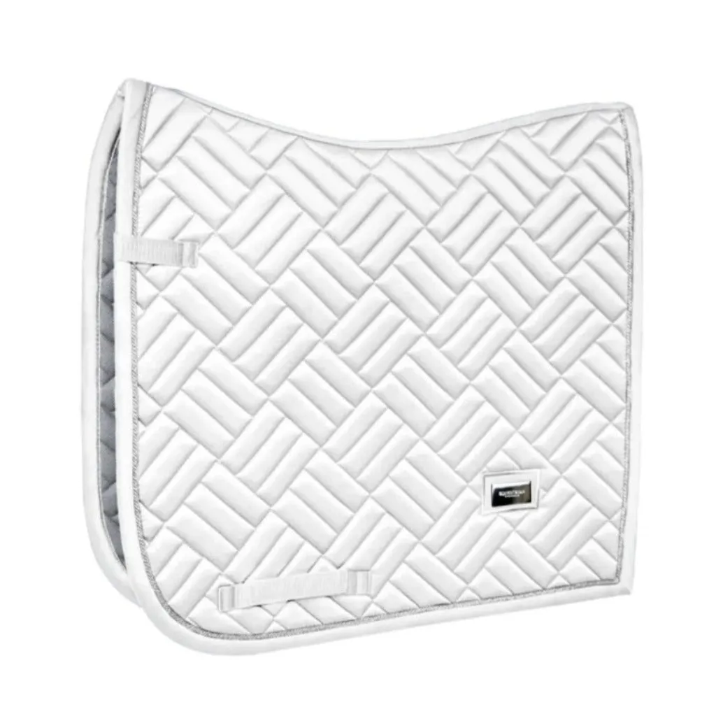 Equestrian Stockholm Dressage Saddle Pad Modern White Perfection Silver