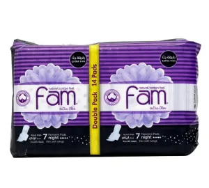 Fam Natural Cotton Feel  Extra Thin Night Sanitary, 14pcs