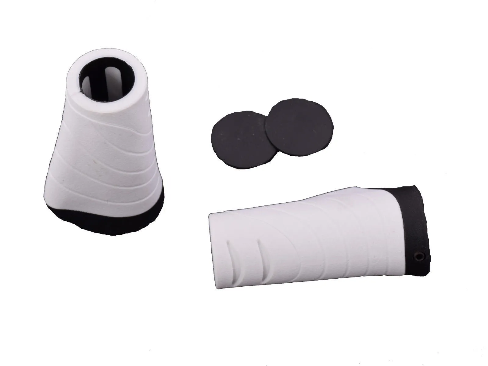 GIANT 92mm BIKE COMFORT HANDLEBAR GRIPS ERGONOMIC LOCK-ON WHITE   BLACK ENDS