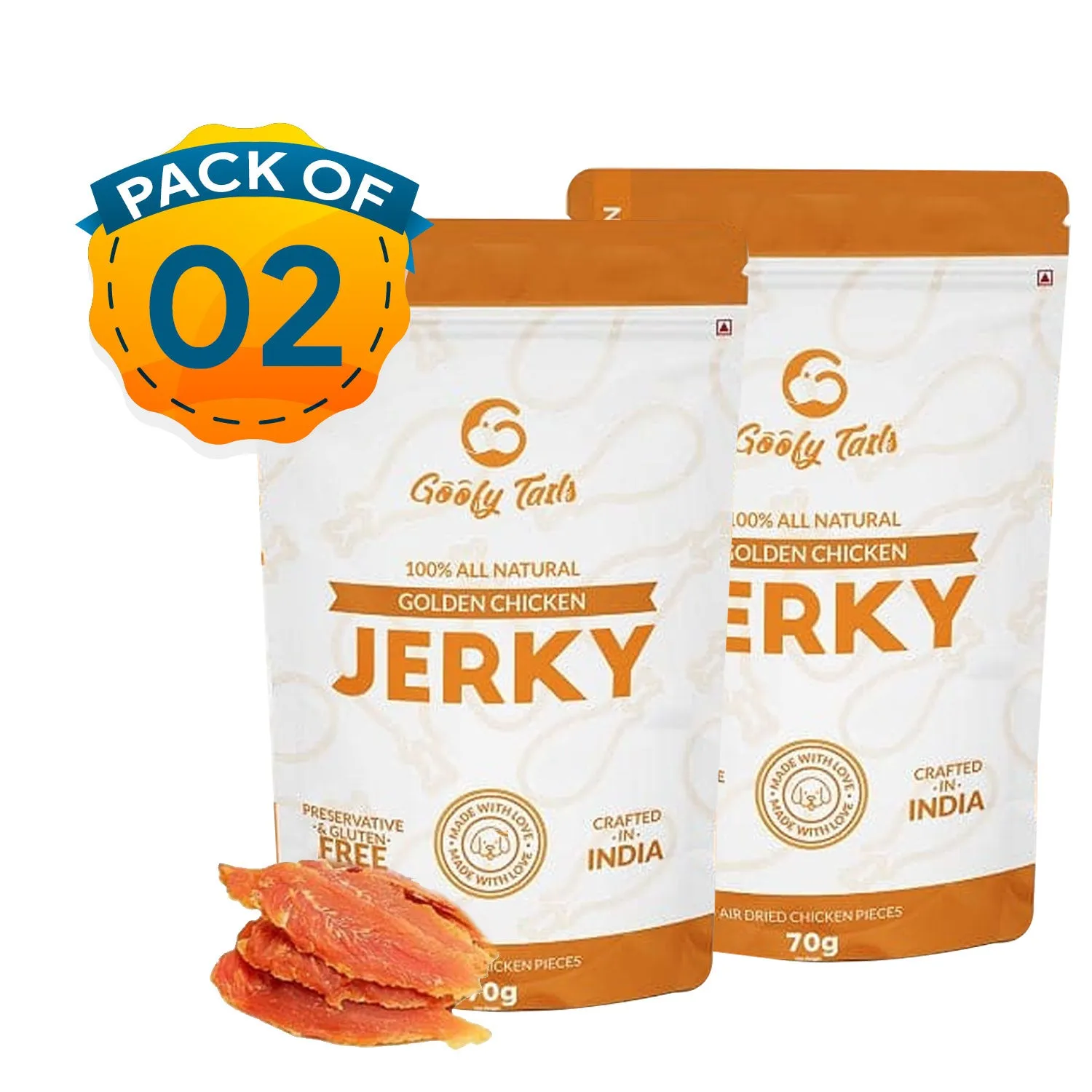 Goofy Tails Golden Chicken Jerky Treats for Dogs| Gluten free Dog Treats