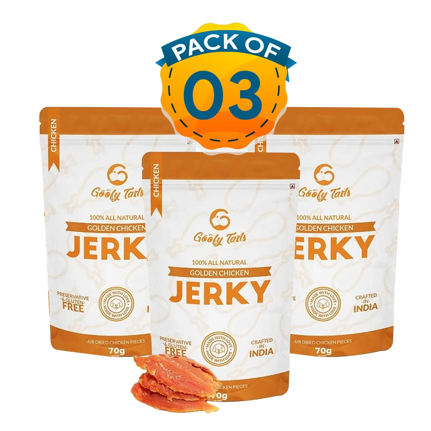 Goofy Tails Golden Chicken Jerky Treats for Dogs| Gluten free Dog Treats