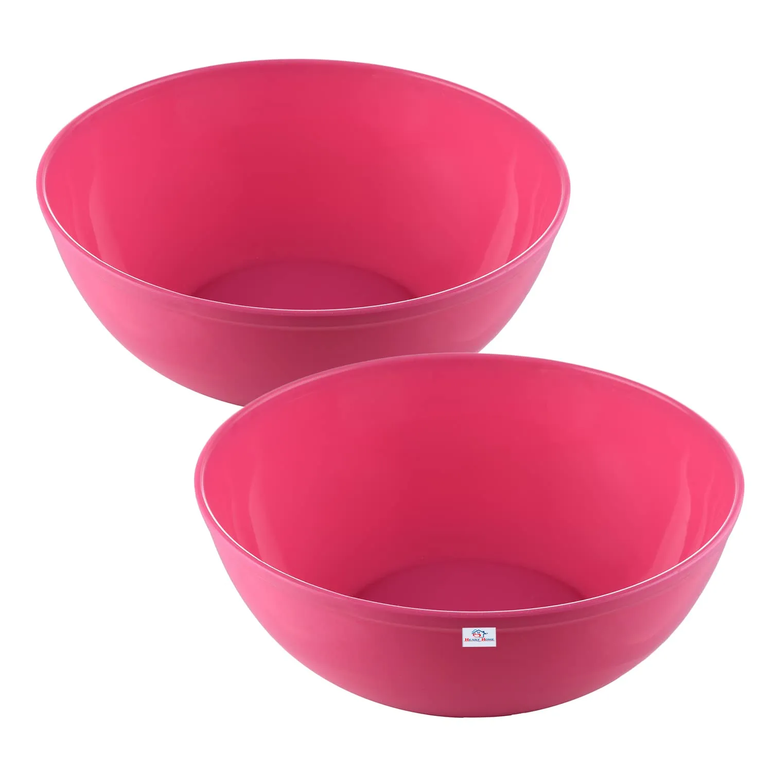 Heart Home Bowls|Plastic Dishwasher Safe Bowl|Multipurpose Serving Bowls|Bowls for Kitchen|Microwave Safe Bowls for Salad|Soup|Pasta|2000 ML|Pack of 2 (Pink)