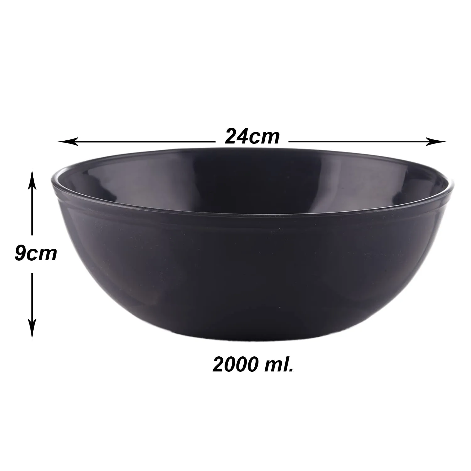 Heart Home Bowls|Plastic Dishwasher Safe Bowl|Multipurpose Serving Bowls|Bowls for Kitchen|Microwave Safe Bowls for Salad|Soup|Pasta|2000 ML|Pack of 6 (Grey)