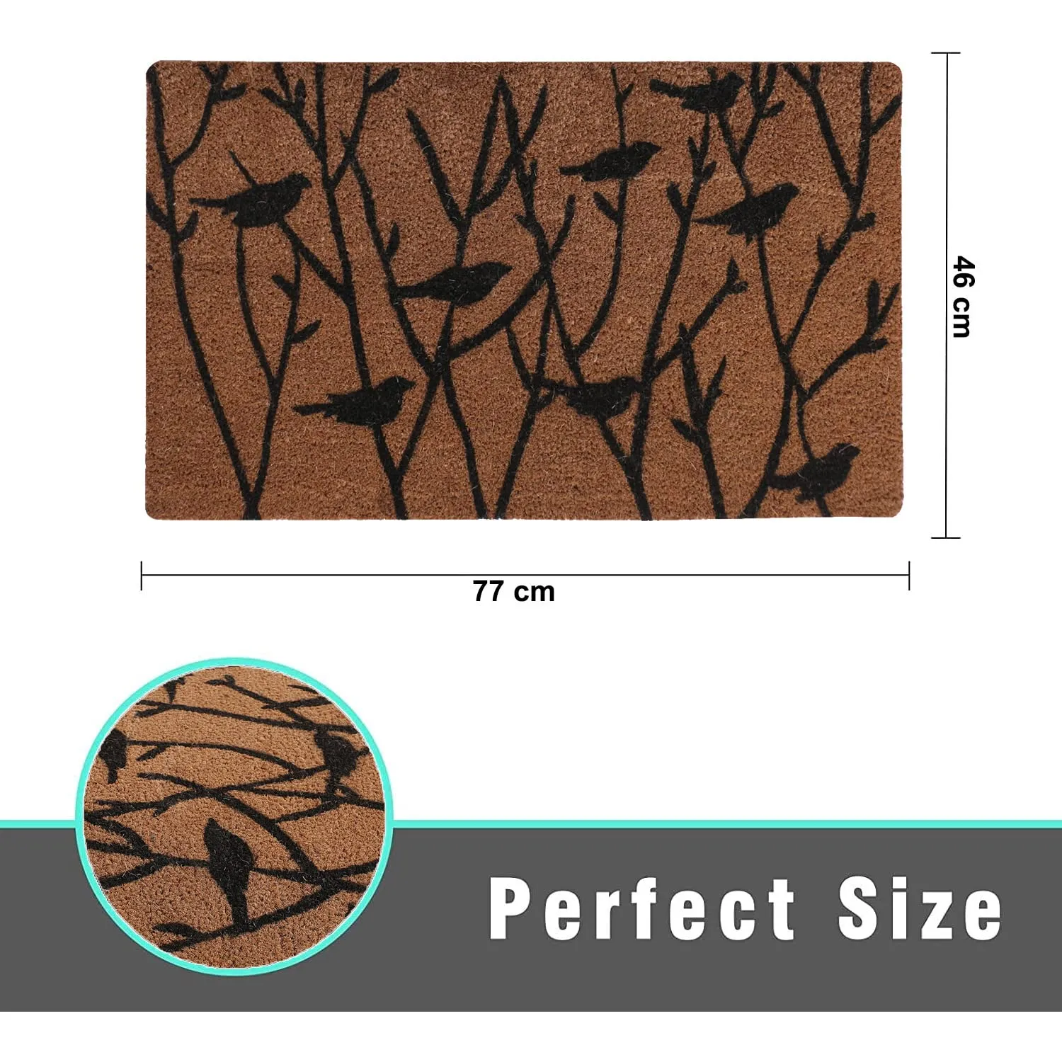 Heart Home Door Mat|Polyethylene Durable & Anti-Slip Natural Birds Print Floor Mat|Rug for Indoor or Outdoor, 30x20 Inch, Pack of 2 (Brown)