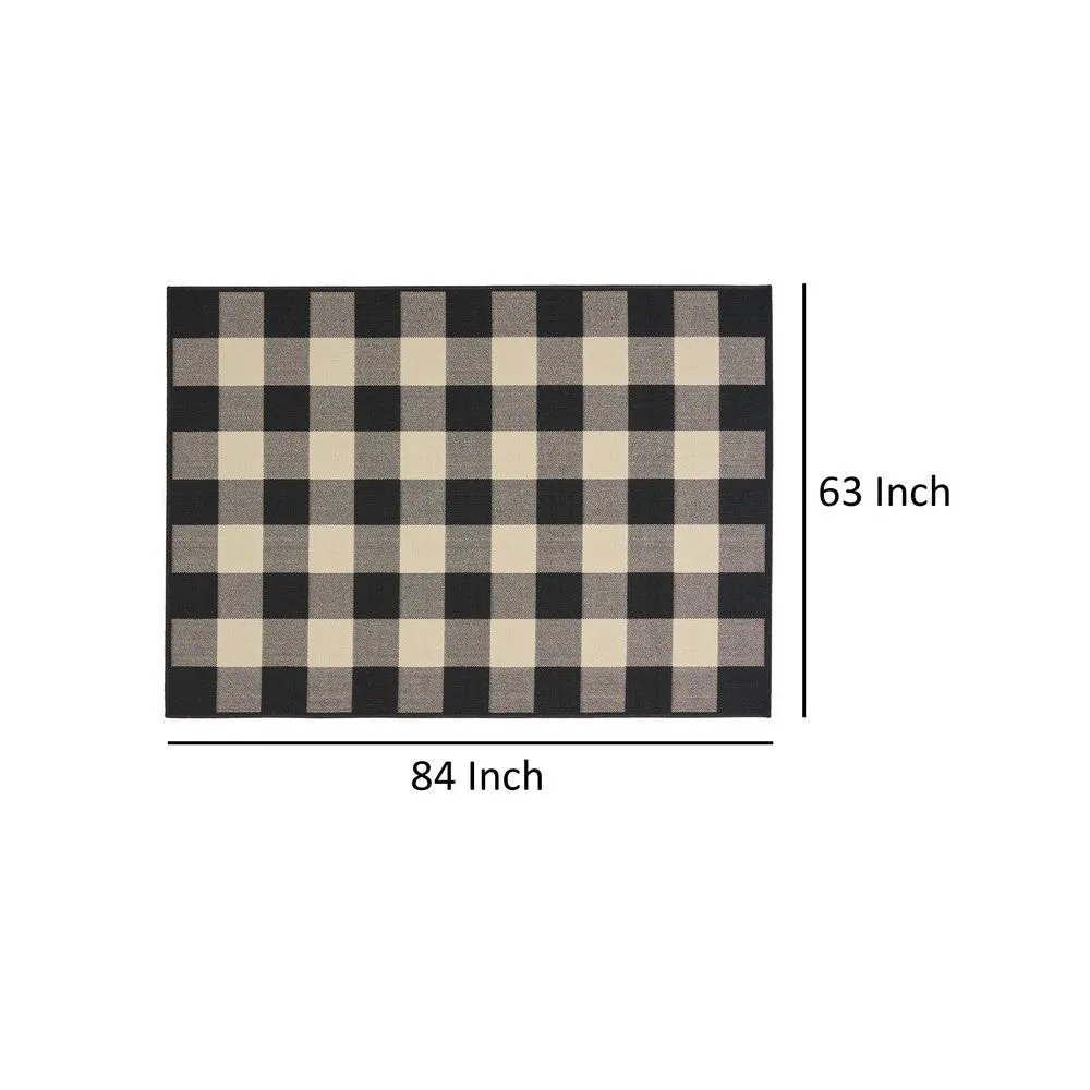 Ina Area Rug, Rectangular 5 x 7, Black, White, Gray Checkered Pattern By Casagear Home