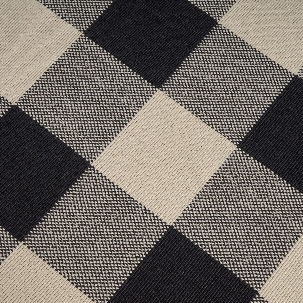 Ina Area Rug, Rectangular 5 x 7, Black, White, Gray Checkered Pattern By Casagear Home