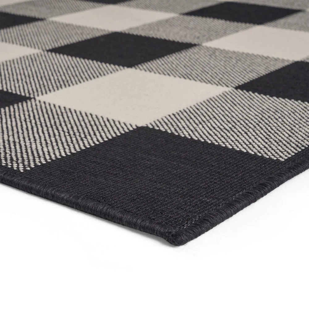 Ina Area Rug, Rectangular 5 x 7, Black, White, Gray Checkered Pattern By Casagear Home