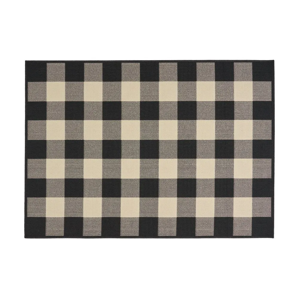 Ina Area Rug, Rectangular 5 x 7, Black, White, Gray Checkered Pattern By Casagear Home