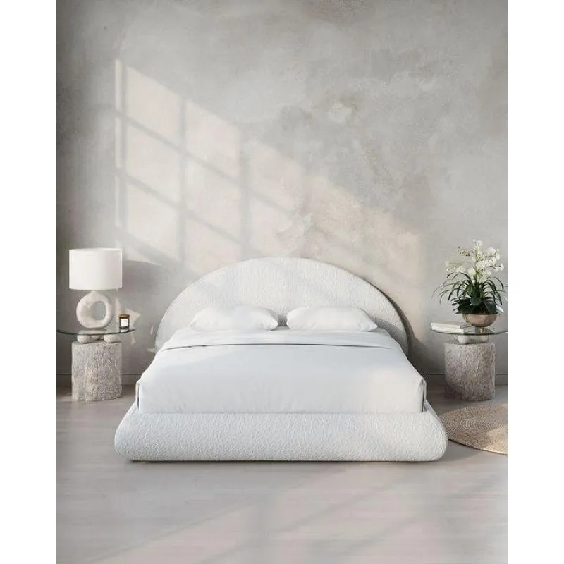 Ivory Bouclأƒآ© Tranquility: Swedish Wood Super King Bed (200x200x125) by Alhome