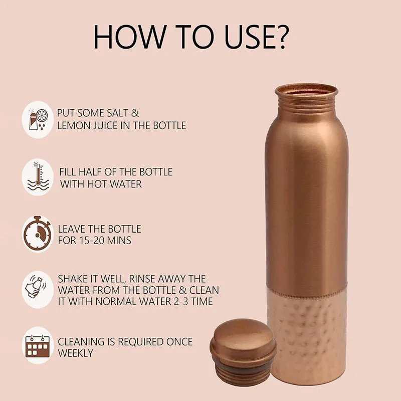 Jiva Hammered Copper Water Bottle - 1000 ML