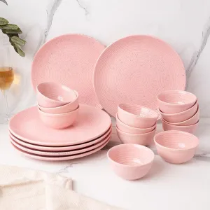 Kestha Dinnerware (Pastel Pink) - Eighteen Piece Set