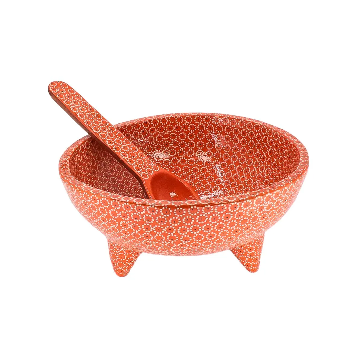 Large Capula Clay Molcajete Bowl and Matching Spoon