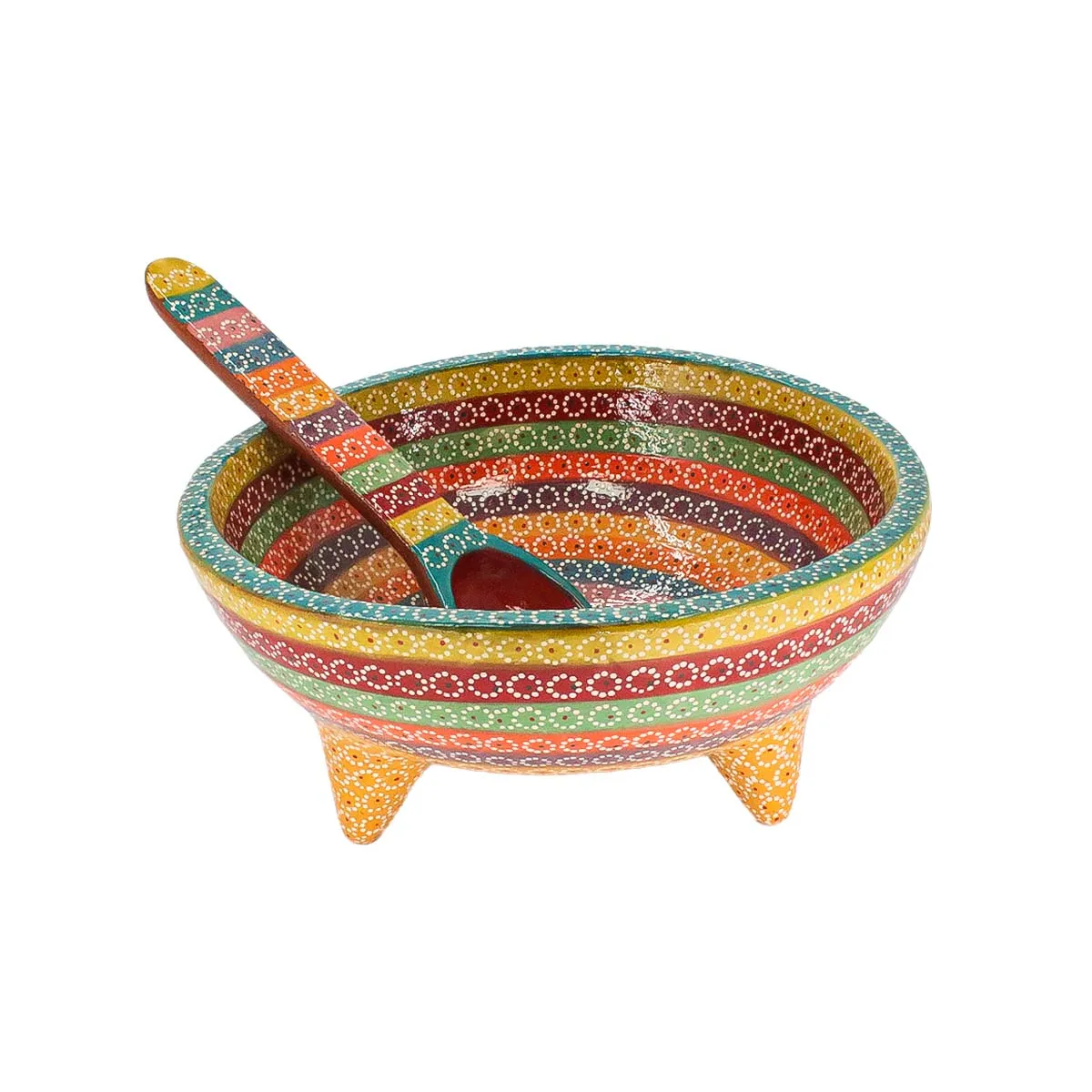 Large Capula Clay Molcajete Bowl and Matching Spoon