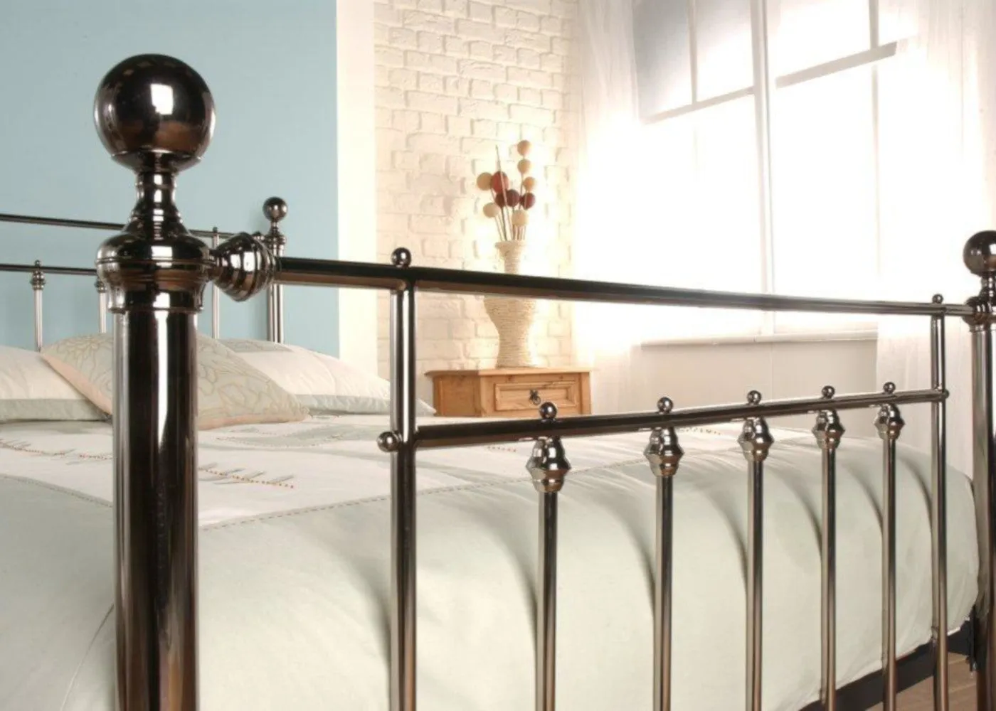 Libra Metal Bedframe with Dual Finials Range by Limelight