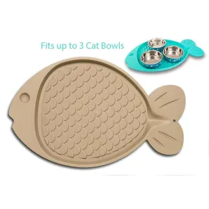 Loving Pets Bella Spill-Proof Tan Fish Shaped Cat Mat