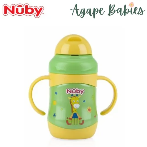 Nuby Stainless Steel Click-it Flip-it No-Spill Fat Straw Bottle