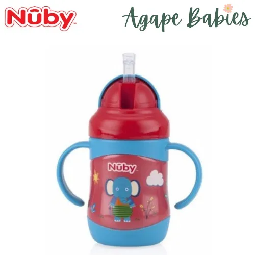 Nuby Stainless Steel Click-it Flip-it No-Spill Fat Straw Bottle