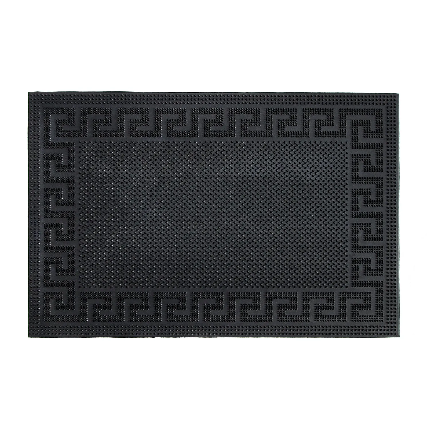 OnlyMat Rubber Pin Mat with Greek Design Border - Indoor / Outdoor, Waterproof