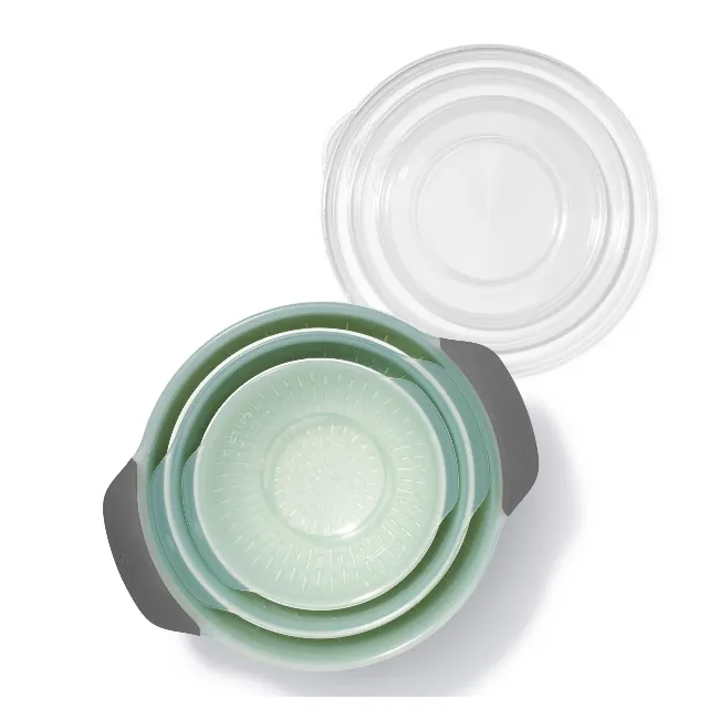 OXO GG 9 PIECE NESTING BOWLS AND COLANDERS SET - SEA GLASS