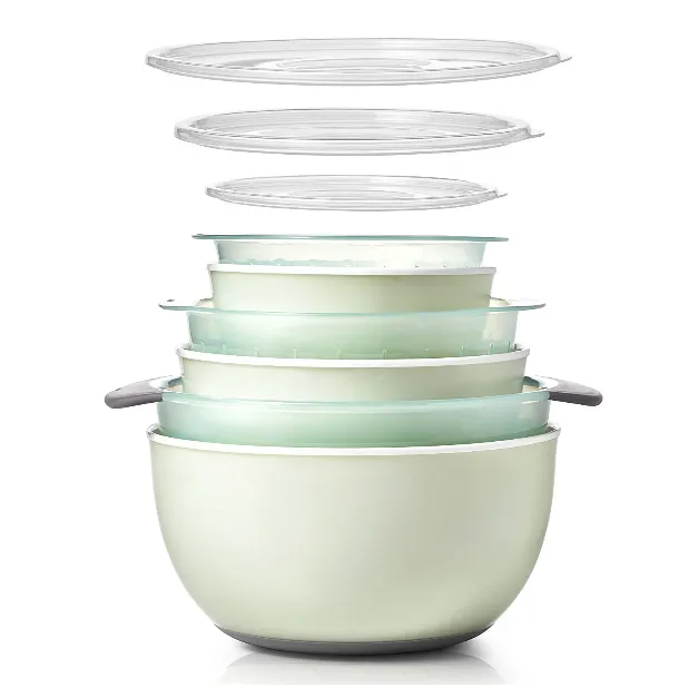 OXO GG 9 PIECE NESTING BOWLS AND COLANDERS SET - SEA GLASS