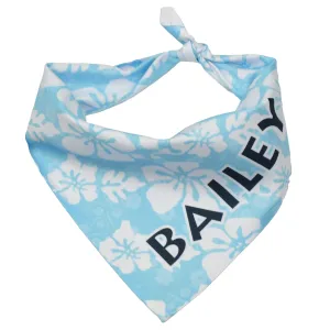 Personalized Island Floral Blue Dog Bandana